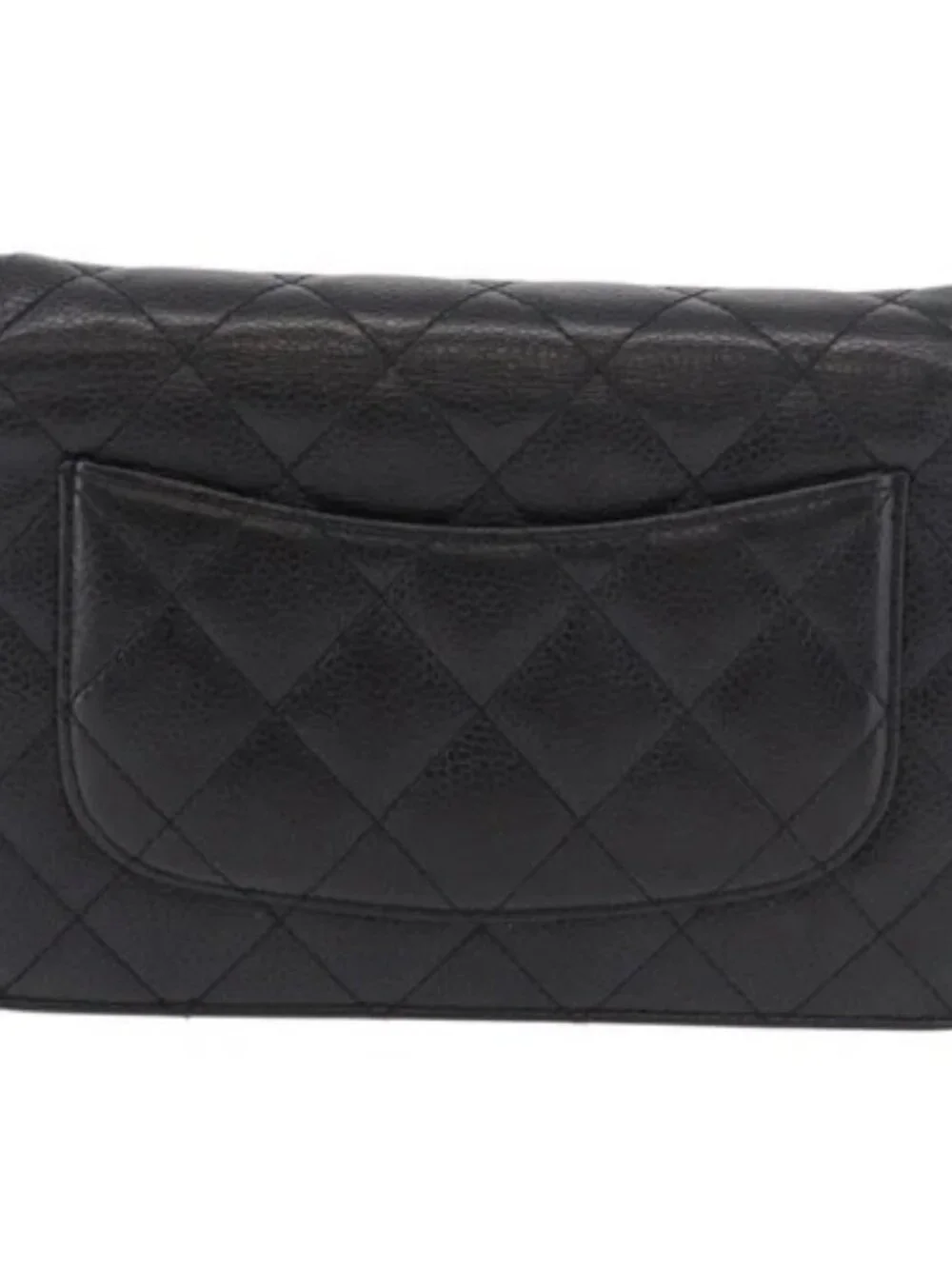 CHANEL Matelasse Chain Shoulder Bag Grained Calf Skin Black Gold CC Auth 188972
